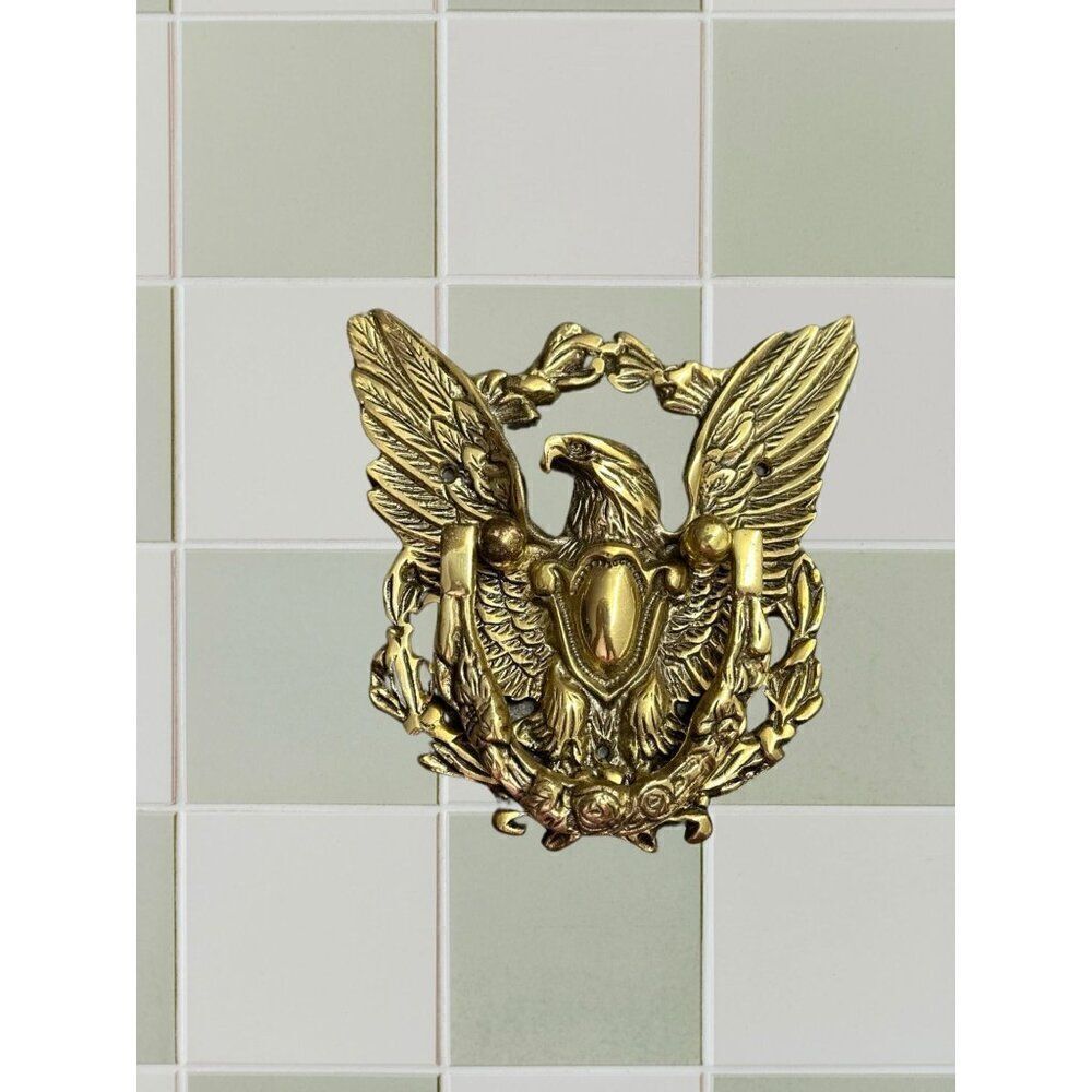 Vintage Eagle Crest Shield Cast Metal Door Knocker - Retro Home Decor84